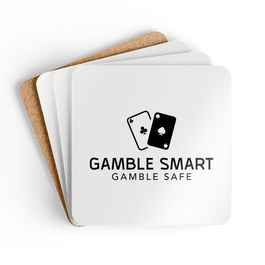 Cork Coaster Set — "Gamble Smart, Gamble Safe" Poker Card Drink Coasters