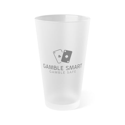 Frosted Pint Glass (16 oz) – Subtle 'Gamble Smart' Logo Beer Glass