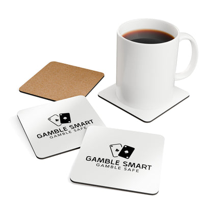 Cork Coaster Set — "Gamble Smart, Gamble Safe" Poker Card Drink Coasters