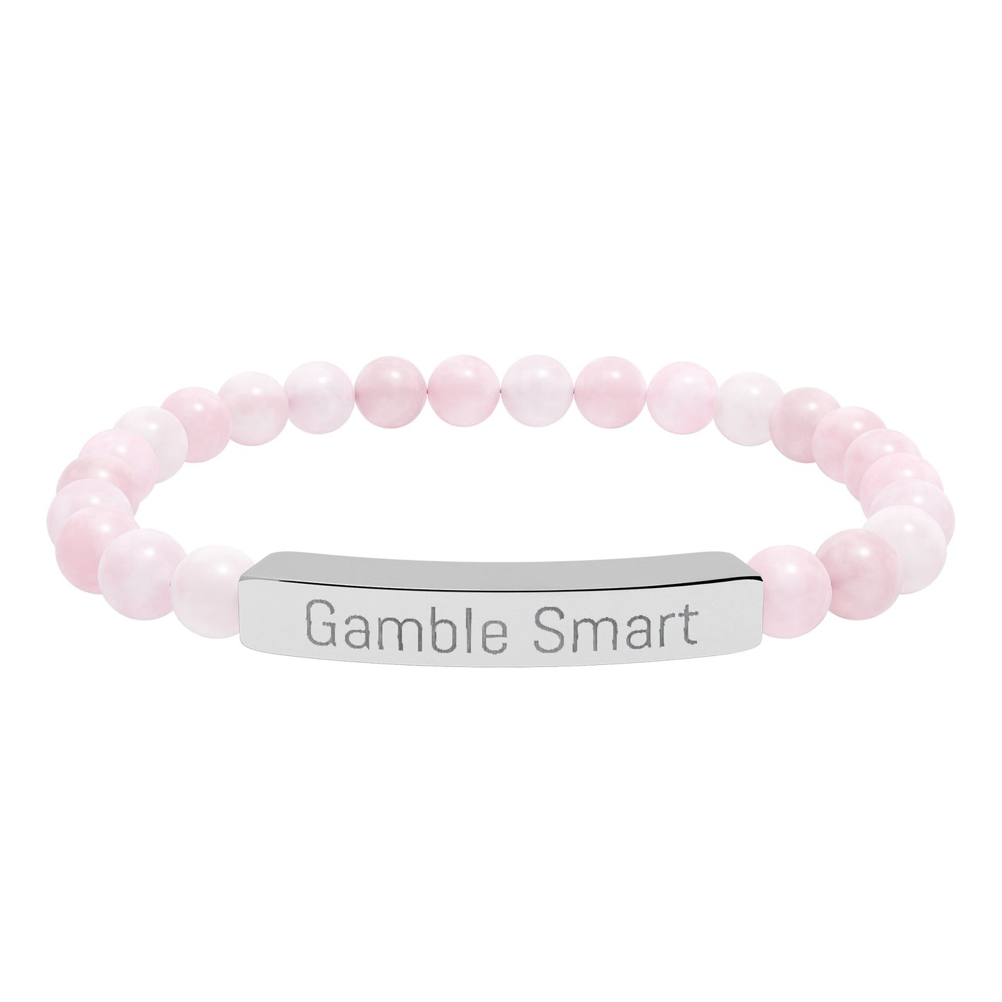 Engraved Natural Stone Stretch Bracelet — "Gamble Smart" Bar